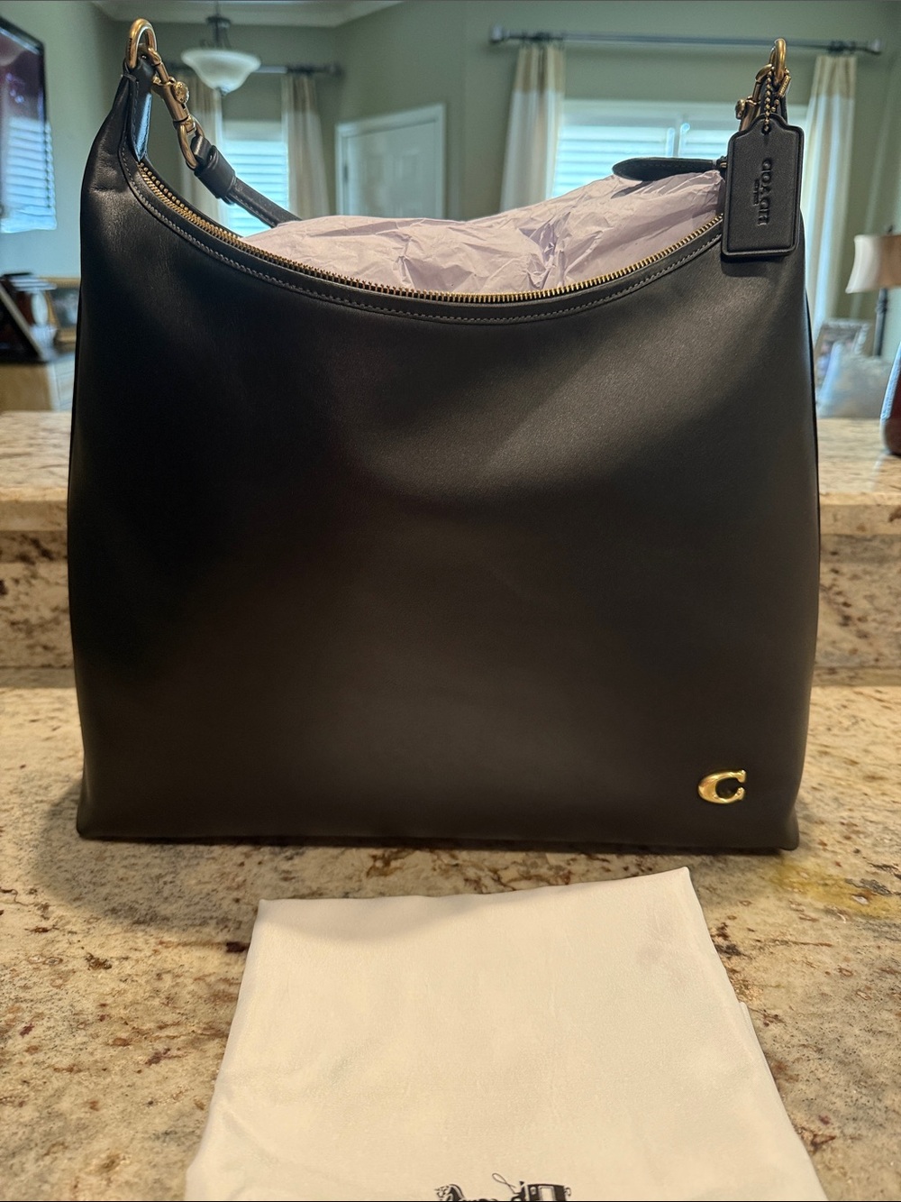 NWOT - Coach Juliet 38 Black Leather Shoulder Hobo with Gold Hardware
